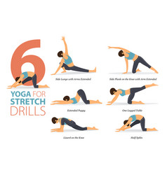 6 Yoga Poses Exercise For Stretch Drills Concept