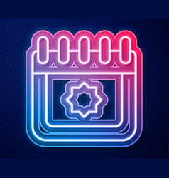 Glowing Neon Line Ramadan Calendar Icon Isolated