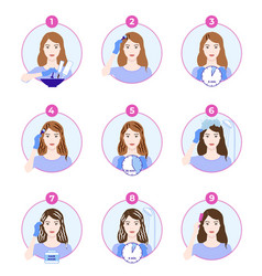 Hair Dyeing Icons Set How To Dye At Home