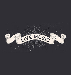 Live Music Old School Vintage Ribbon