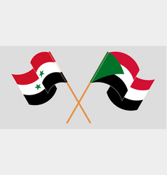 Crossed And Waving Flags Of Syria And Sudan