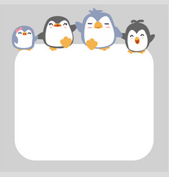 Happy Penguin Family Cartoon Background