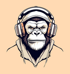 Monkey Dj With Headphones For Apparel