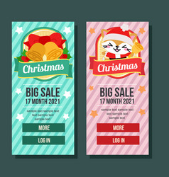 Christmas Banner Vertical Present Cute Cat Bell