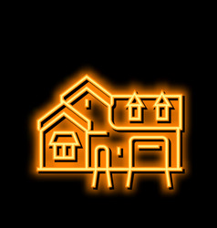 French Country House Neon Glow Icon