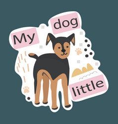 Funny Sticker With Pet Dog Emblem With Cute