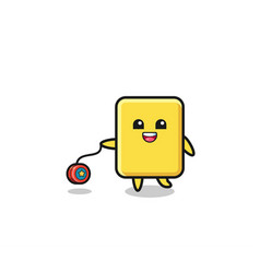 Cartoon Of Cute Yellow Card Playing A Yoyo