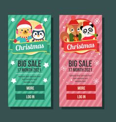 Christmas Banner Vertical Present Penguin