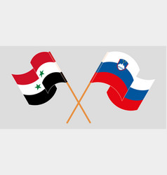 Crossed And Waving Flags Of Syria And Slovenia