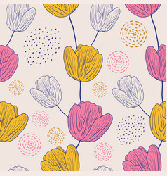 Lily Flowers Seamless Pattern Drawing Repeat