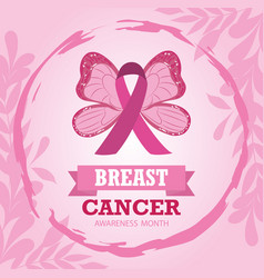 Breast cancer awareness month ribbon wings Vector Image