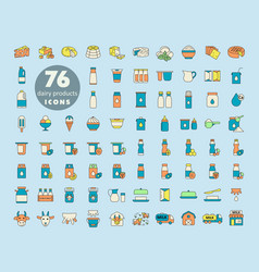 Milk Dairy Products Icon Set