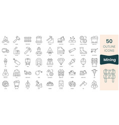 Set Of Mining Icons Thin Outline Pack