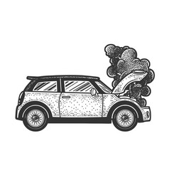 Smoking Car In Fire Sketch