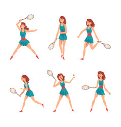 Woman Character Playing Tennis As Racket Sport