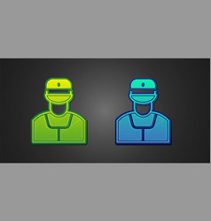 Green And Blue Train Conductor Icon Isolated