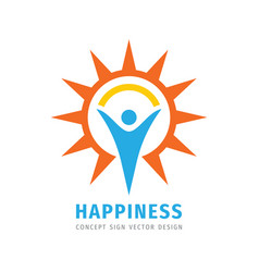 Happiness Concept Logo Design Sun And Human