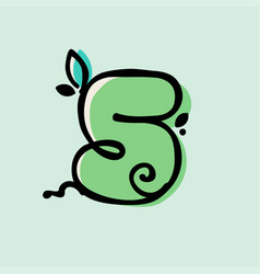 Number Five Eco-friendly Logo Hand-drawn Style