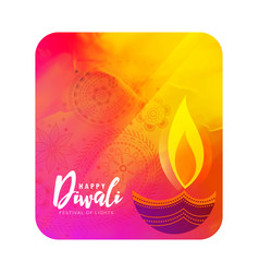 Watercolor Diwali Greeting With Artistic Diya