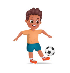 Cute Boy Kid Playing Soccer