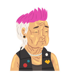 Punk Senior Woman Character In Trendy Clothes