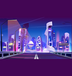 Road Leads To Futuristic Night City