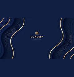 Abstract Dark Navy Blue And Gold Curve Wavy