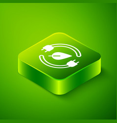 Isometric Electric Saving Plug In Leaf Icon