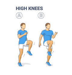 Man Doing High Knees Front Knee Lifts Male