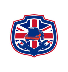 British Auto Repair Shop Union Jack Flag Crest