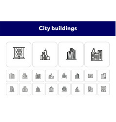 City Buildings Line Icon Set