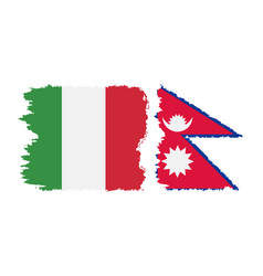 Nepal And Italy Grunge Flags Connection