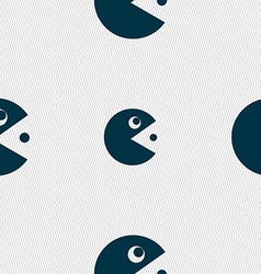 Pac Man Icon Sign Seamless Pattern With Geometric