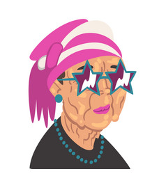 Fashion Senior Woman Old Lady Character Wearing