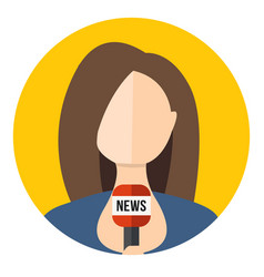 Female Journalist With Mic Icon In Circle