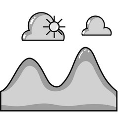 Grayscale Landscape With Clouds Sun