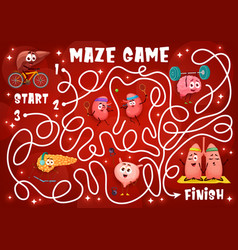 Labyrinth Maze Game Cartoon Funny Human Organs