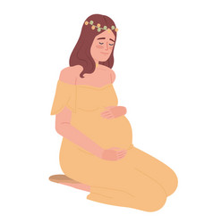 Pretty Pregnant Lady With Flower Crown Semi Flat