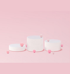 Three White 3d Podiums On A Soft Pink Pastel