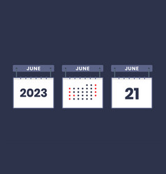 2023 Calendar Design June 21 Icon 21st June