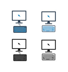 Computer And Keyboard Icon Set Flat Style Eps