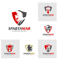 Set Of Shield Spartan Warrior Logo Spartan