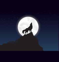 Wolf On Mount With Moon