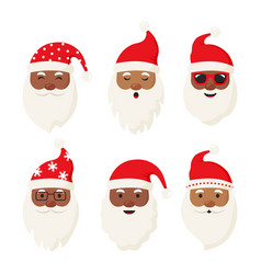 Black Santa Claus Face Icon Christmas Cartoon