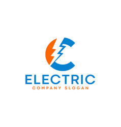 Letter C Lightning Electric Logo With Lighting