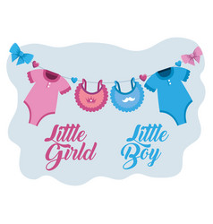 Little Girl And Boy Pijamas And Bib