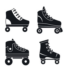 Quad Roller Skates Icons Set Simple Style