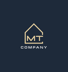 Initial Letter Mt Real Estate Logo With Simple