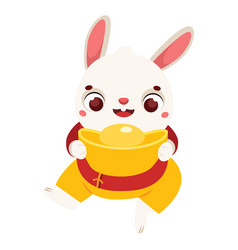 Cartoon Rabbit With Golden Boat Yuanbao Ingot