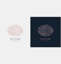 Linear Plant Logo Ellipse Luxury Organic